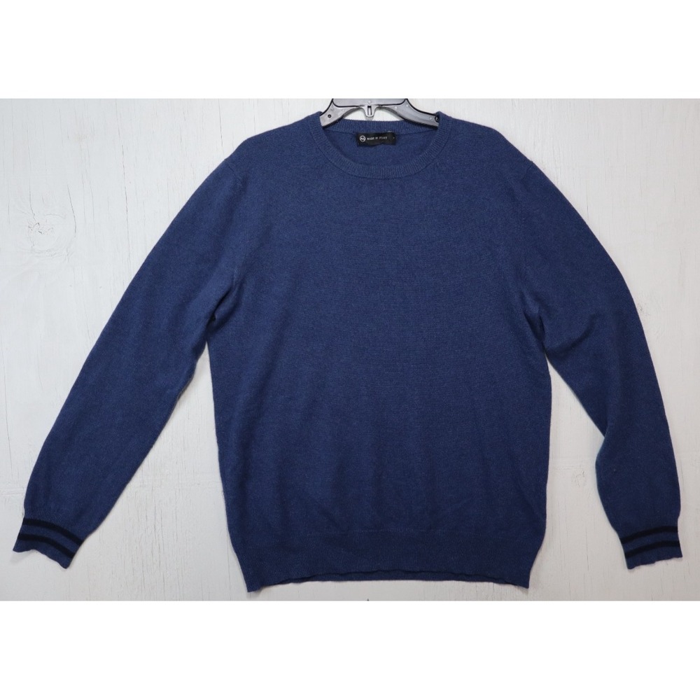 AG Adriano Goldschmied Sweater Mens L Cashmere Crewneck Made in Italy Blue